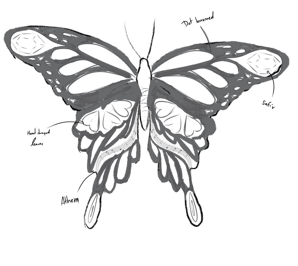 Butterfly Butterfly - symbol of soul with our Czech national symbols