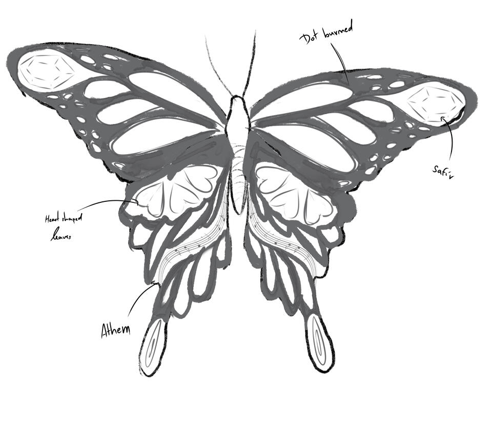 Butterfly Butterfly - symbol of soul with our Czech national symbols